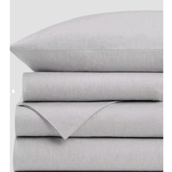 Twin Flannel Sheets Set Gray Deep pocket sheets Cotton flannel standard textile - Picture 1 of 8